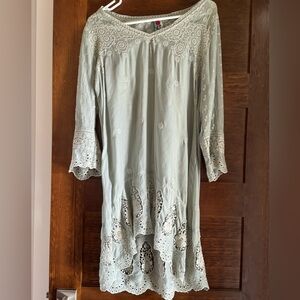 Johnny Was Soft Blue Embroidered Tunic